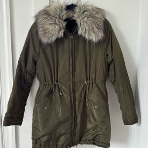 Adrienne Landau Green Reversible Anorak Jacket Size XS